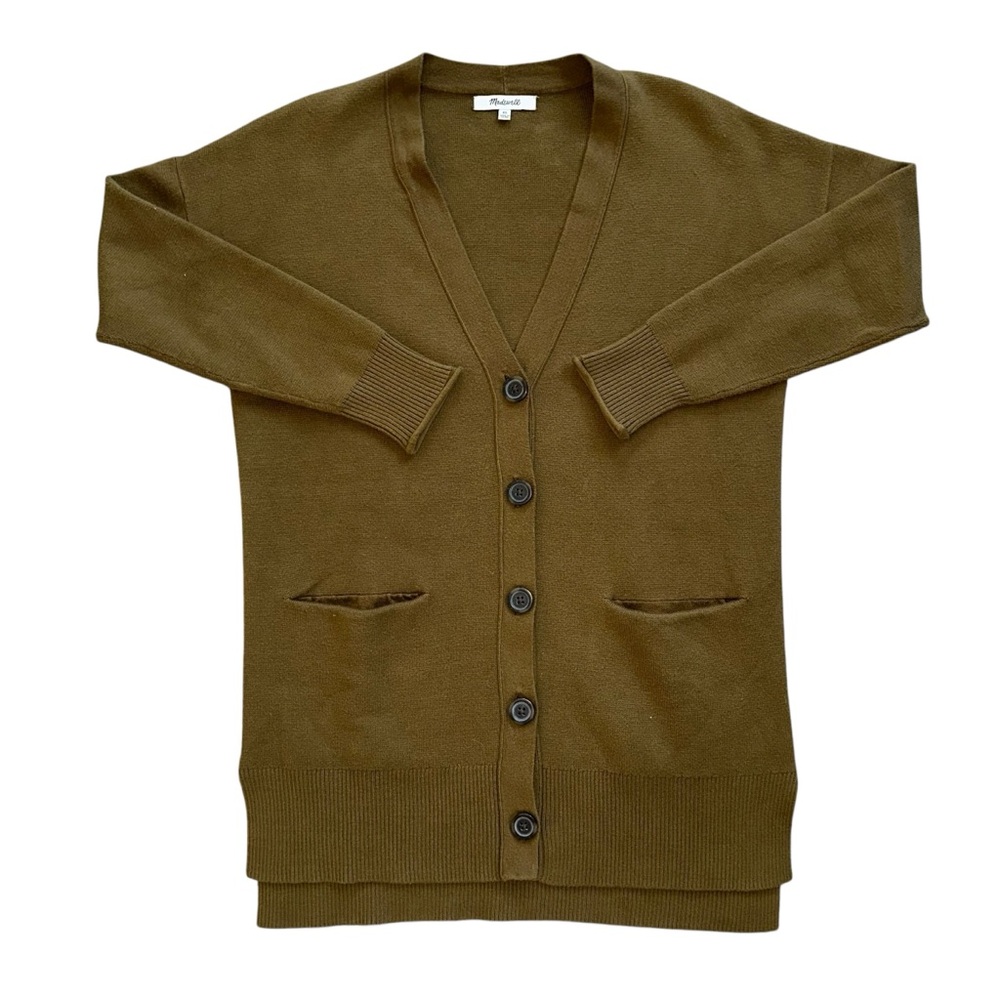 Madewell Miller Brown-ish Mossy Green Long Sleeve Academia Cardigan Size XS